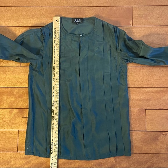 A.P.C. Army Green Silk Blouse - Picture 6 of 14